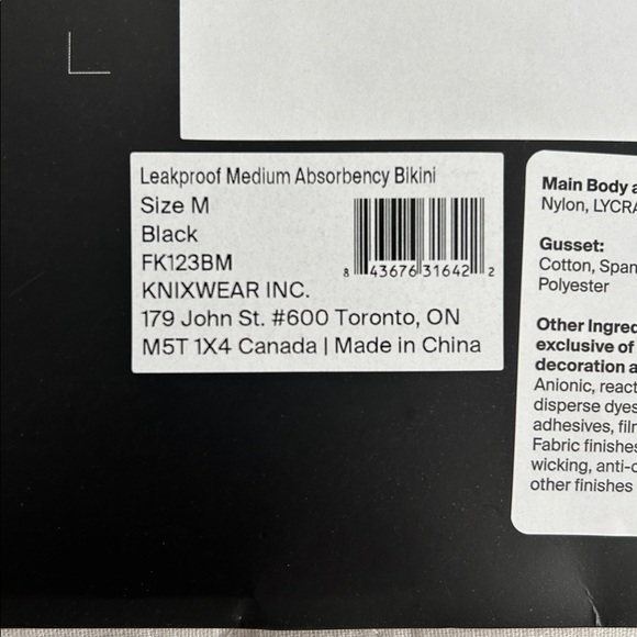Never opened! Knix Period Bikini Medium Black - Picture 8 of 8